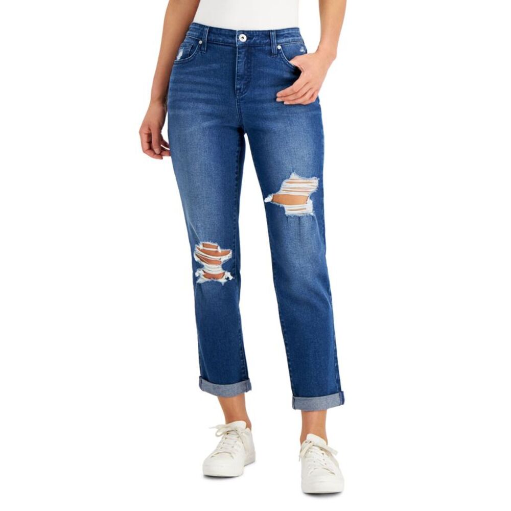 Style & Co Womens Distressed Boyfriend Jeans